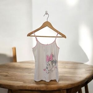 Disney Women's Minnie Mouse Chemise Sleepwear Pink and White Cotton Size M